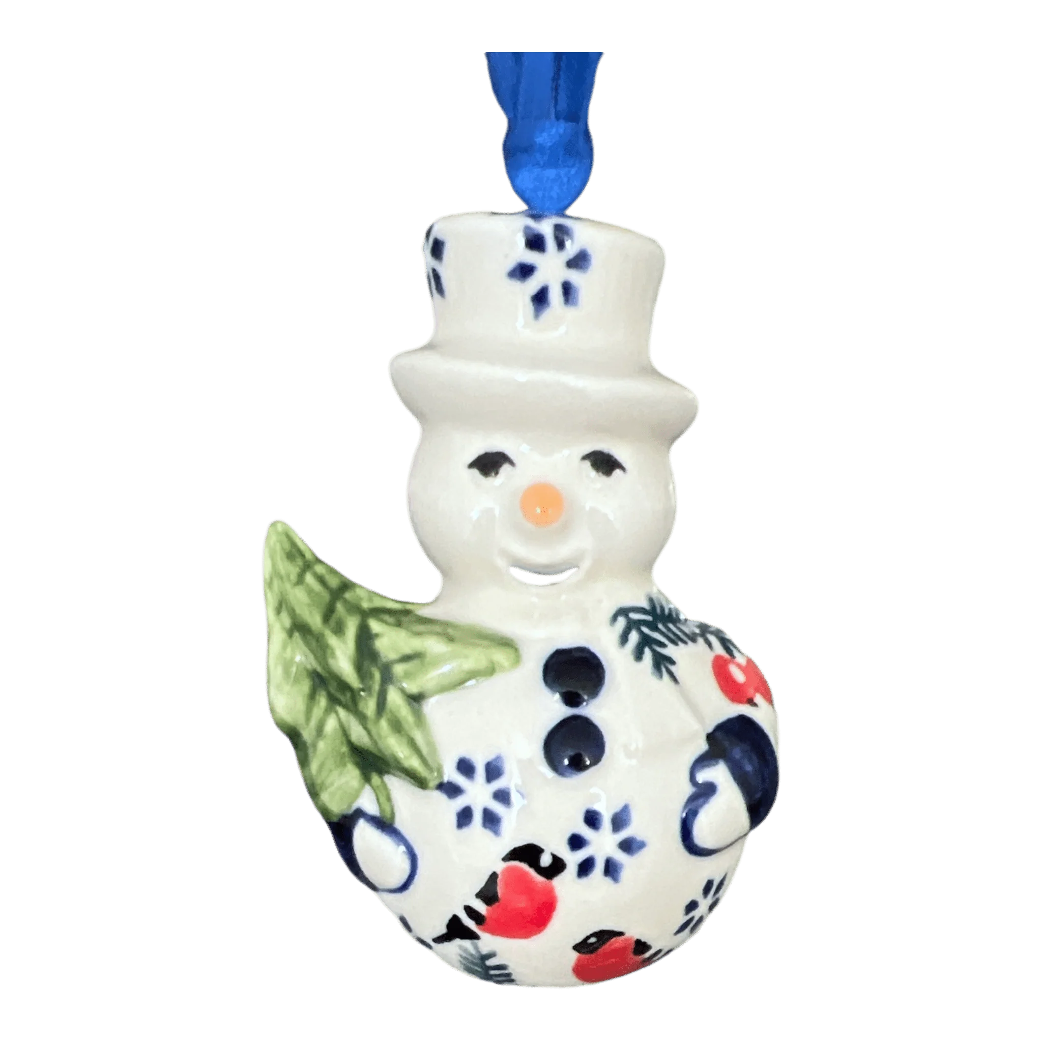 Ornament, Snowman with Tree, 2" in "Red Bird" by Manufaktura | K143T-GILE