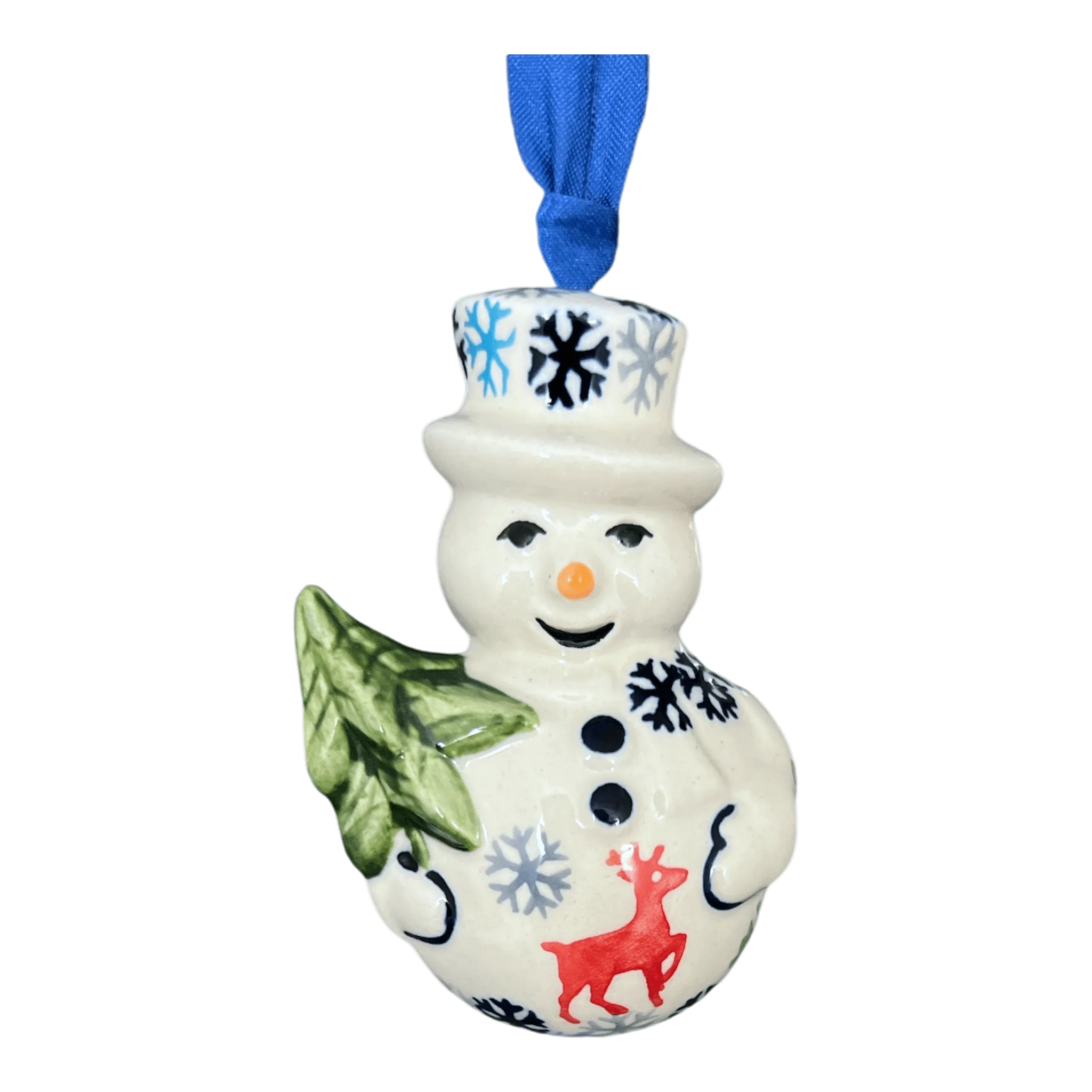 Ornament, Snowman with Tree, 2" in "Reindeer Games" by Manufaktura | K143T-BL07