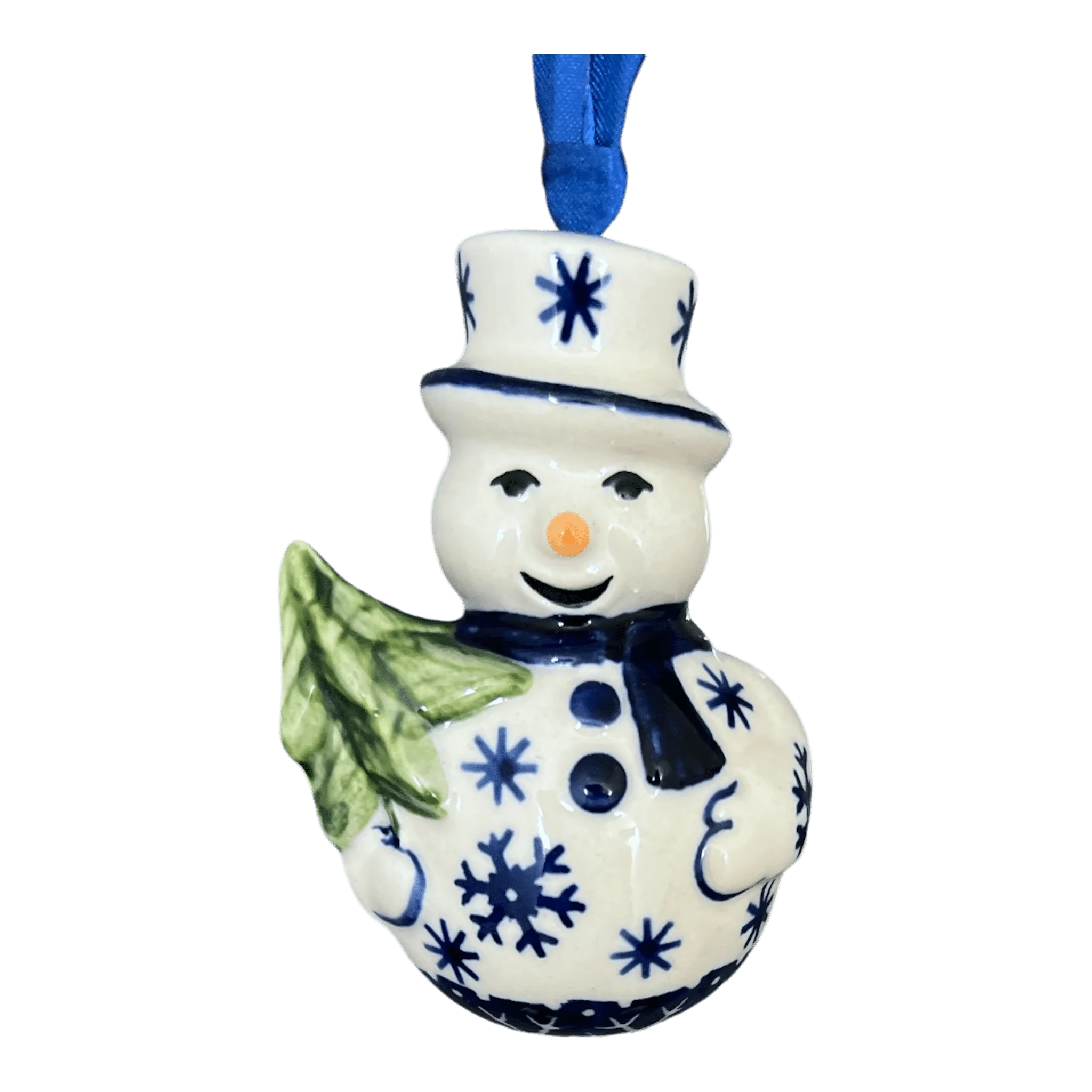 Ornament, Snowman with Tree, 2" in "Snow Drift" by Manufaktura | K143T-PZ