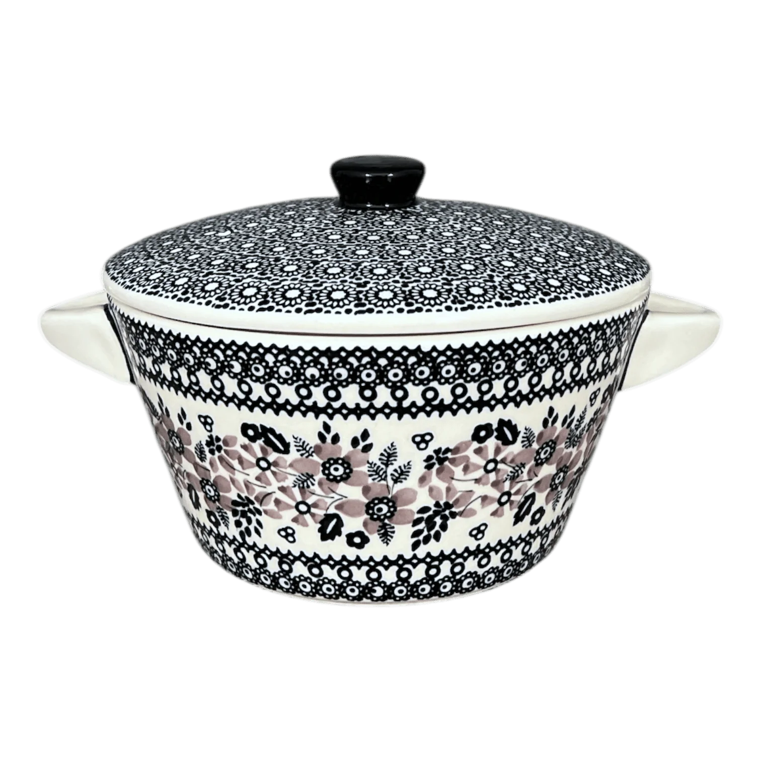 Soup Tureen, 1.25 Quart in "Duet in Black & Grey" by Manufaktura | W052S-DPSC
