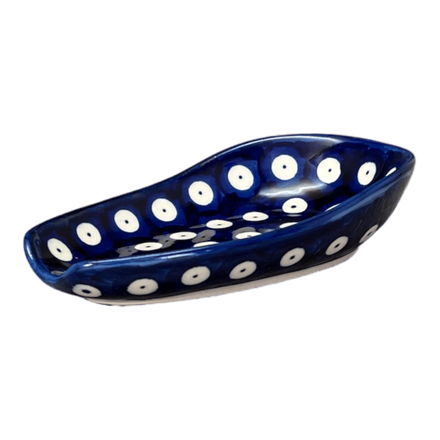 Spoon Rest, 3.5" x 5", WR (WR55D) in "Dot to Dot" by W.R. Ceramika | WR55D-SM2