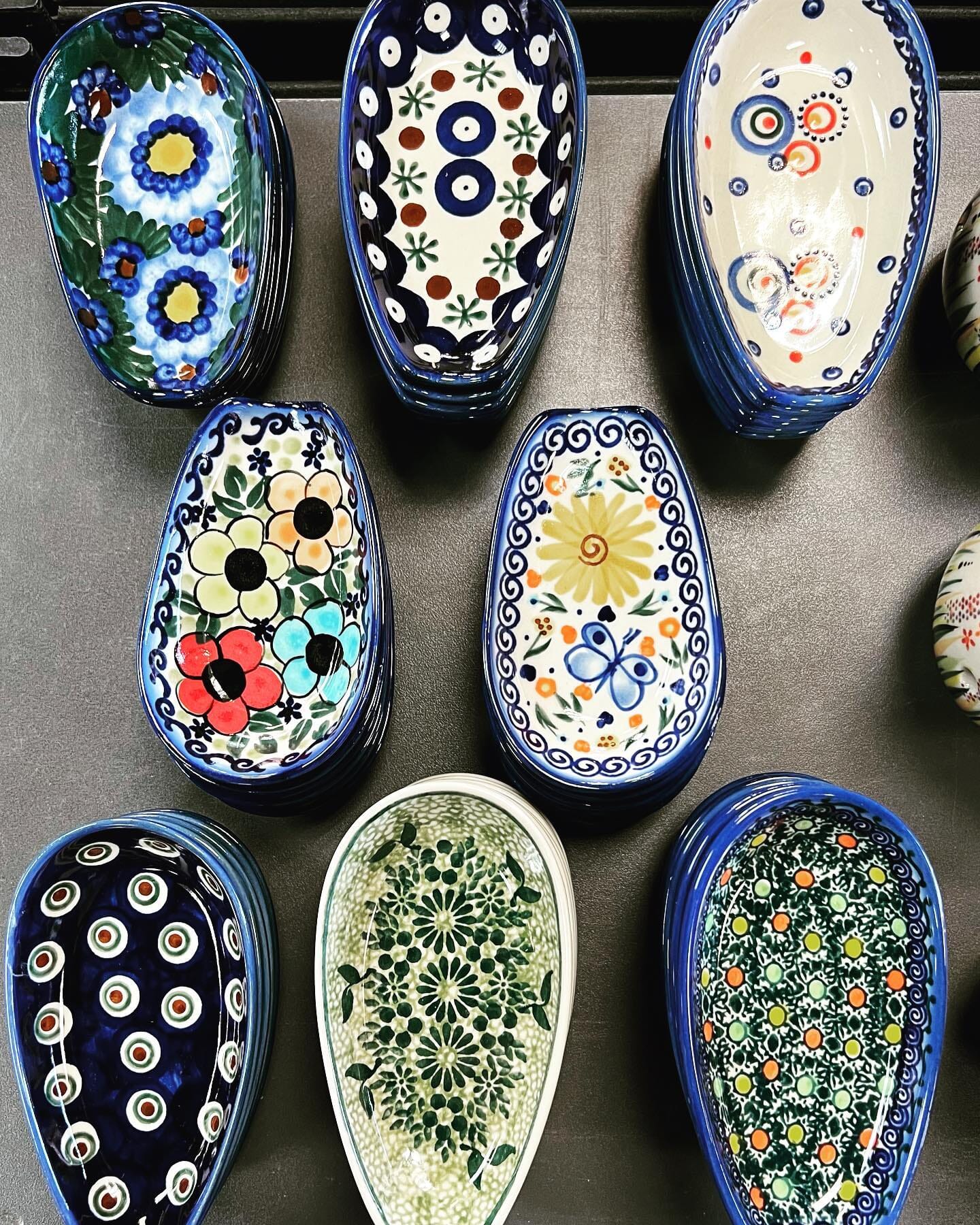 Spoon Rest, 3.5" x 5", WR (WR55D) in "Dot to Dot" by W.R. Ceramika | WR55D-SM2 - Image 2
