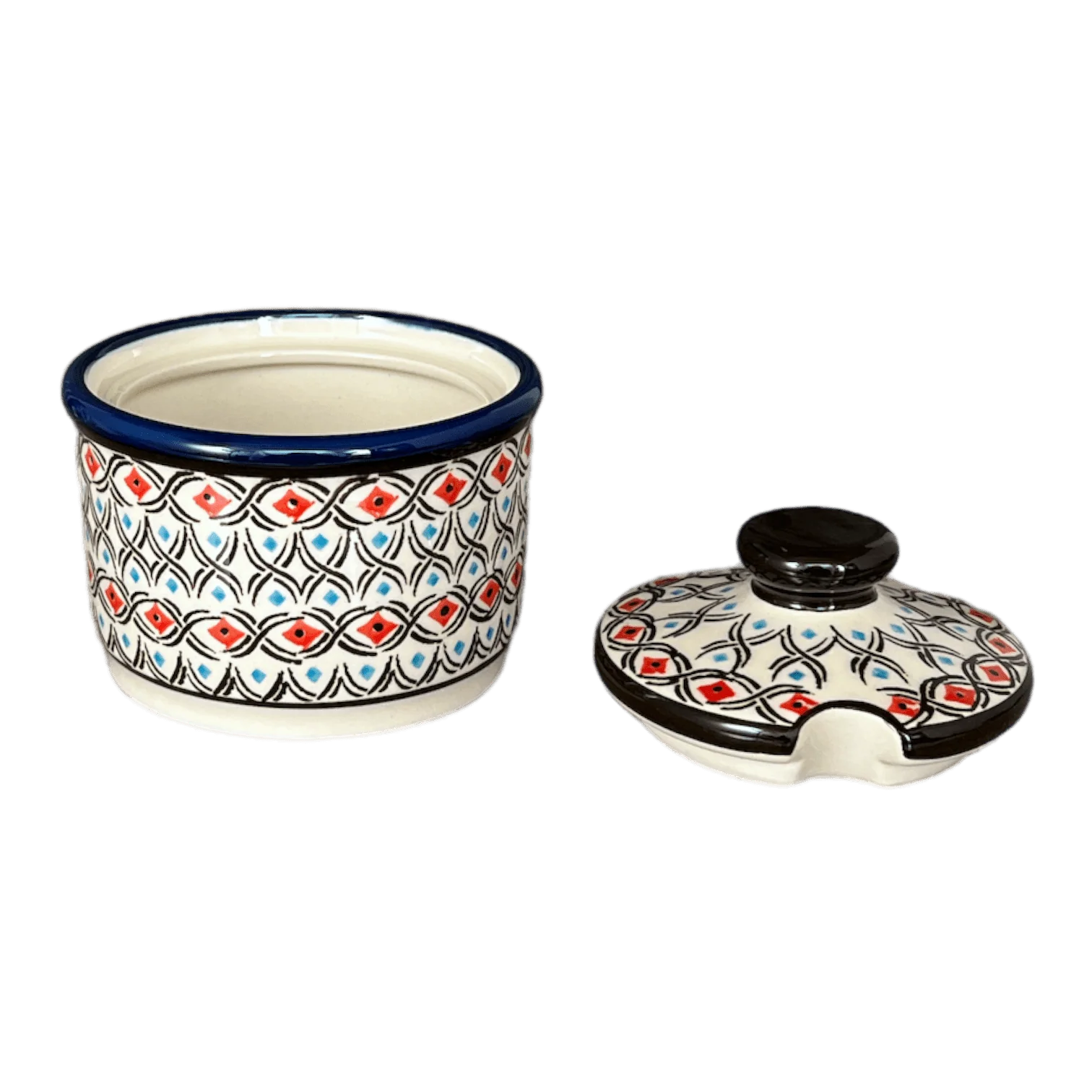 Bowl, Round, Sugar Bowl, 4" in "Beaded Turquoise" by Zaklady | Y698-DU203 - Image 2