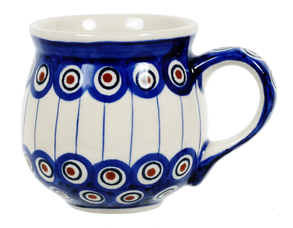 Mug, Belly Mug, 10 oz Medium in "Peacock in Line" by Manufaktura | K090T-54A