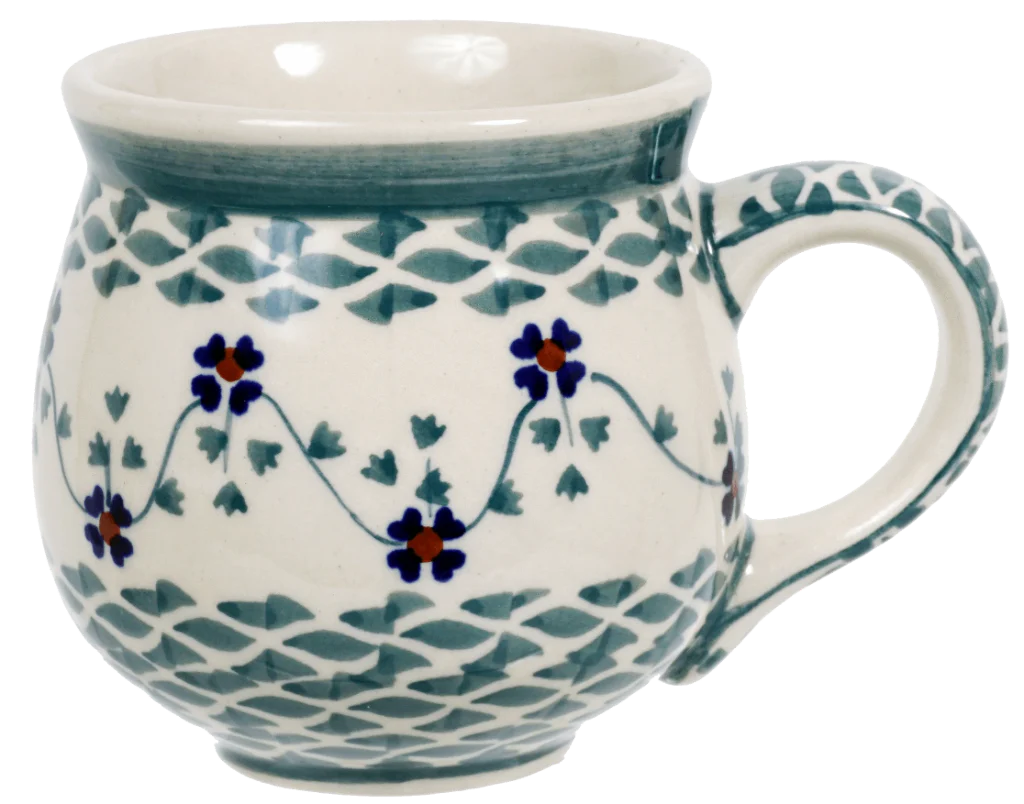 Mug, Belly Mug, 10 oz Medium in "Woven Pansies" by Manufaktura | K090T-RV