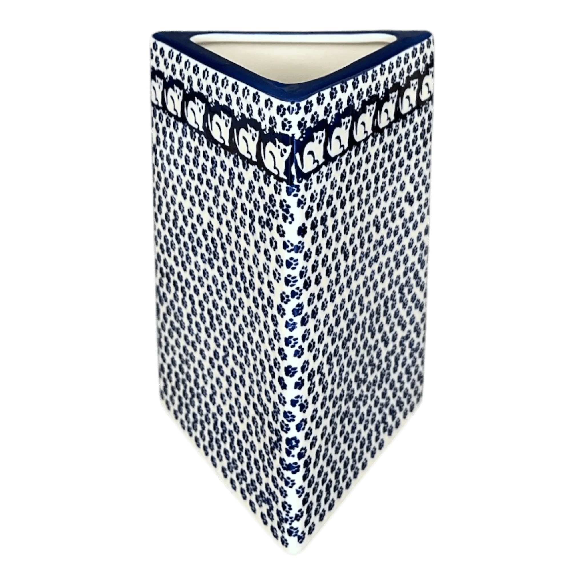 Vase, Triangular, 8" x 4.75" in "Kitty Cat Path" by Manufaktura | W027T-KOT6