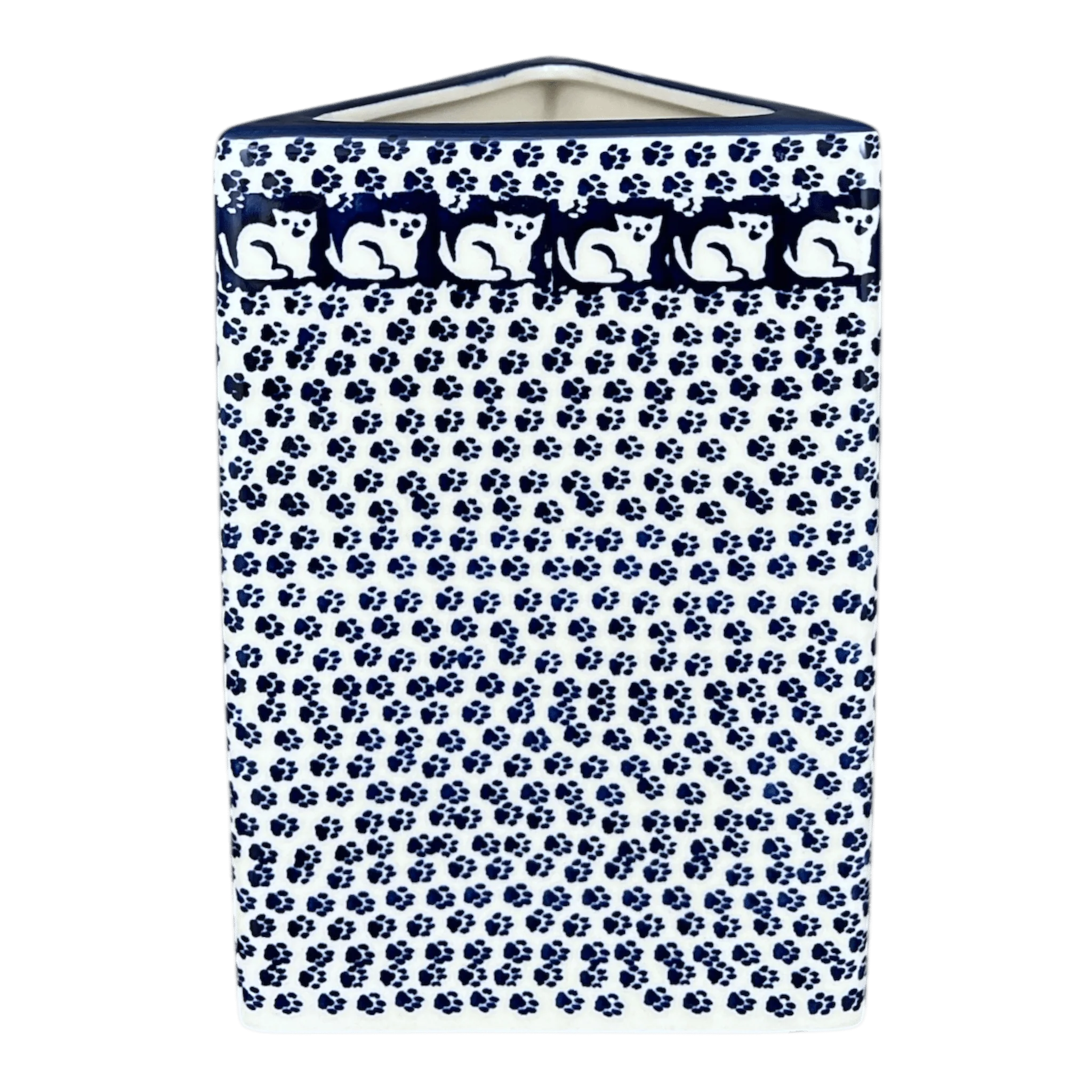 Vase, Triangular, 8" x 4.75" in "Kitty Cat Path" by Manufaktura | W027T-KOT6 - Image 3
