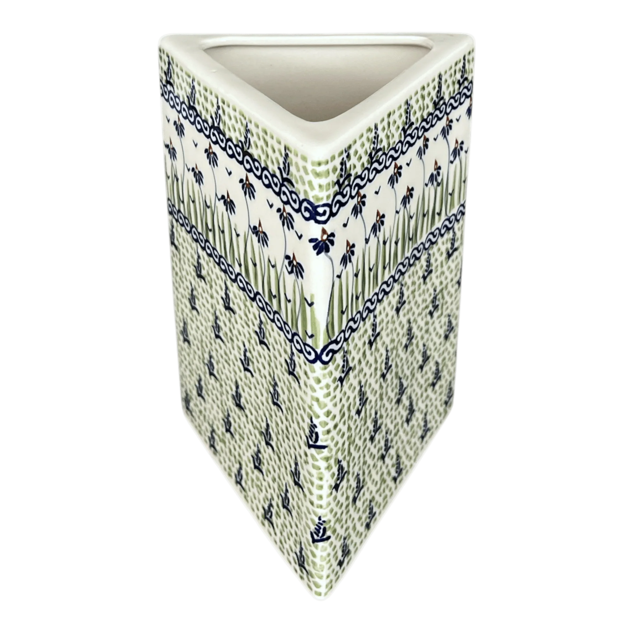 Vase, Triangular, 8" x 4.75" in "Riverbank" by Manufaktura | W027T-MC15