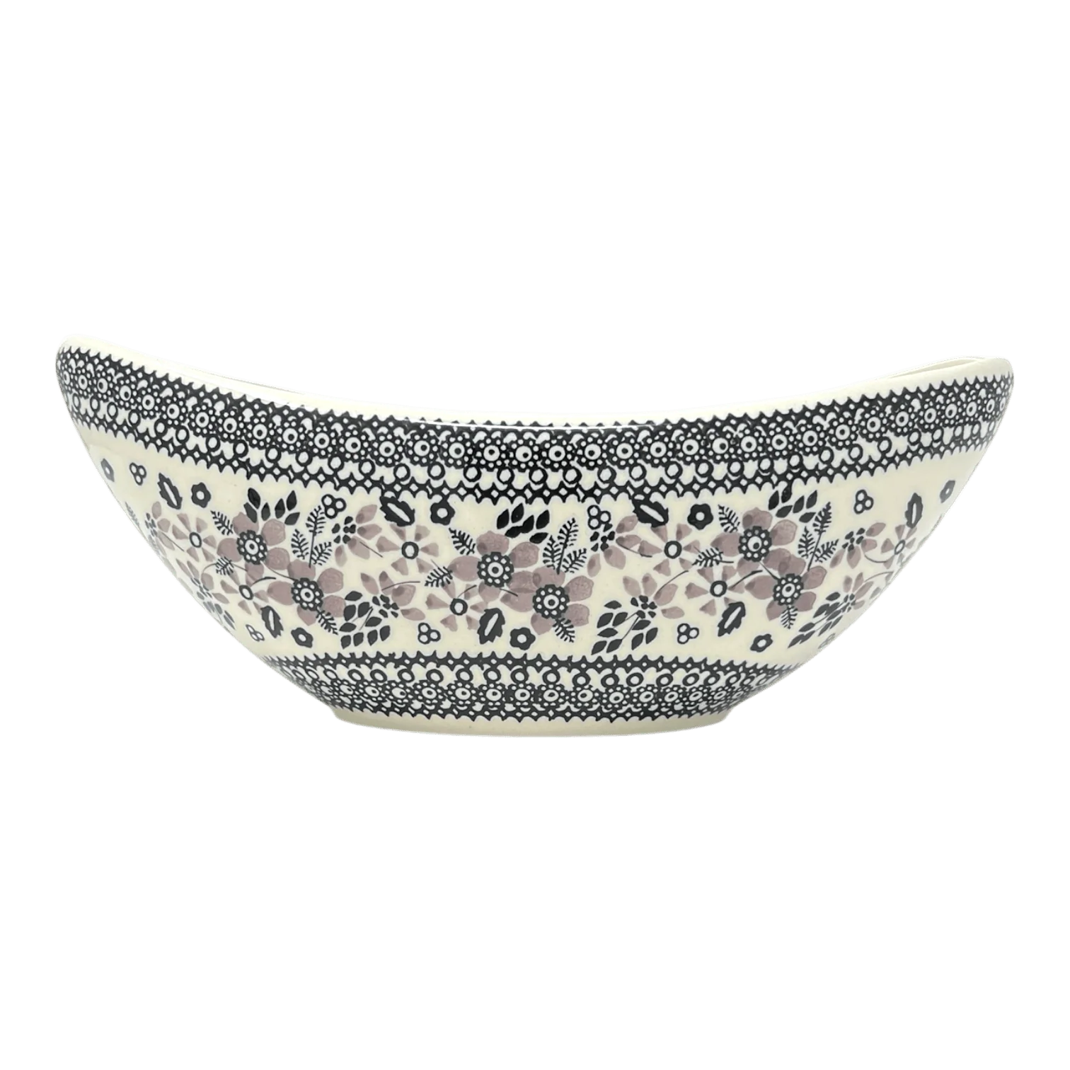 Vase, Ikebana, Oval, Frog Insert, 10.5" x 4.5" in "Duet in Black & Grey" by Manufaktura | W022S-DPSC