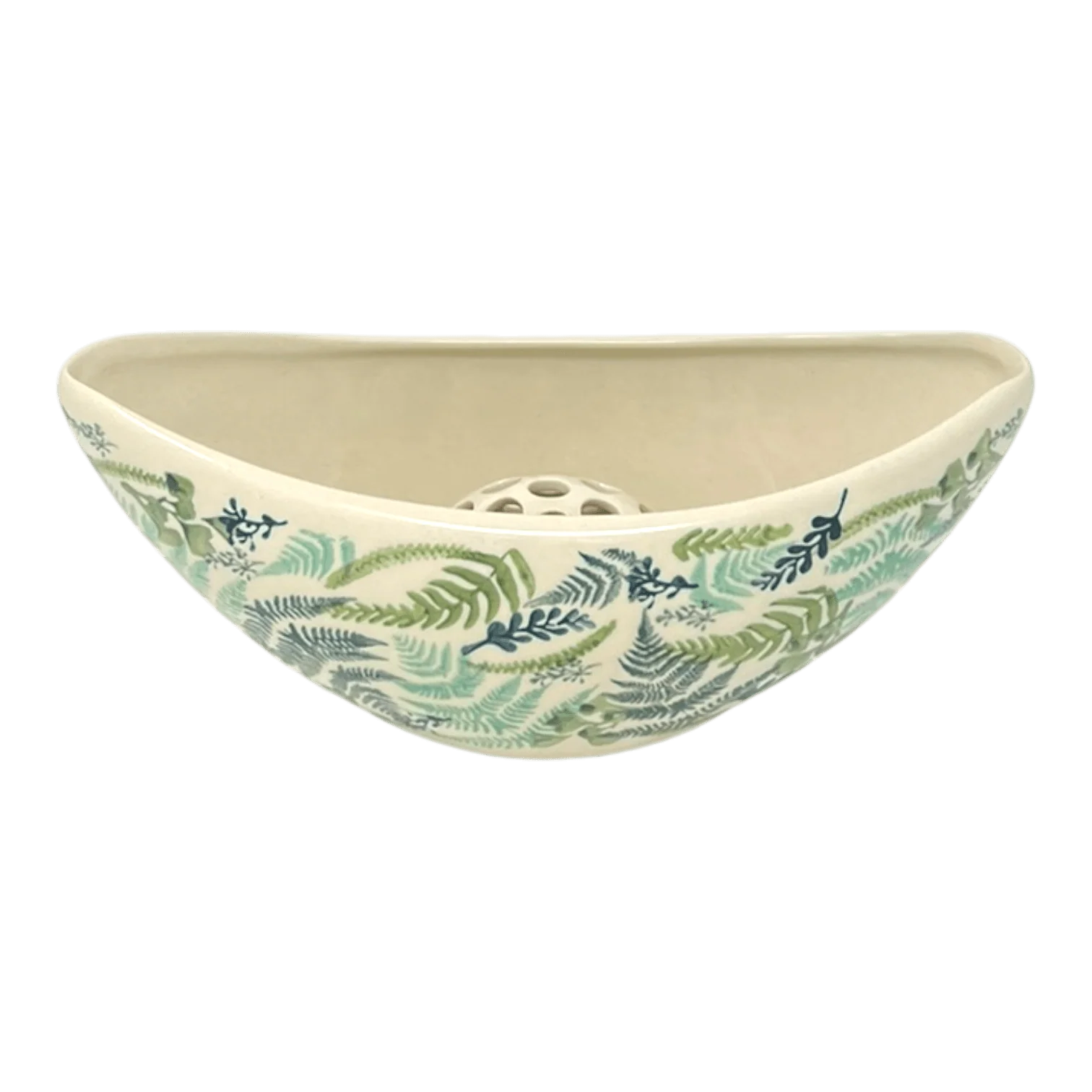 Vase, Ikebana, Oval, Frog Insert, 10.5" x 4.5" in "Scattered Ferns" by Manufaktura | W022S-GZ39
