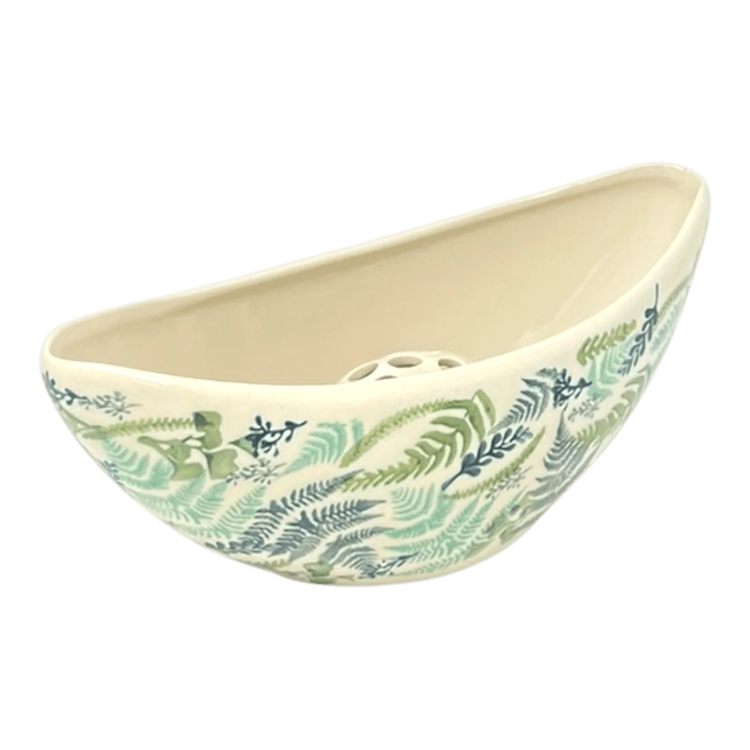 Vase, Ikebana, Oval, Frog Insert, 10.5" x 4.5" in "Scattered Ferns" by Manufaktura | W022S-GZ39 - Image 3