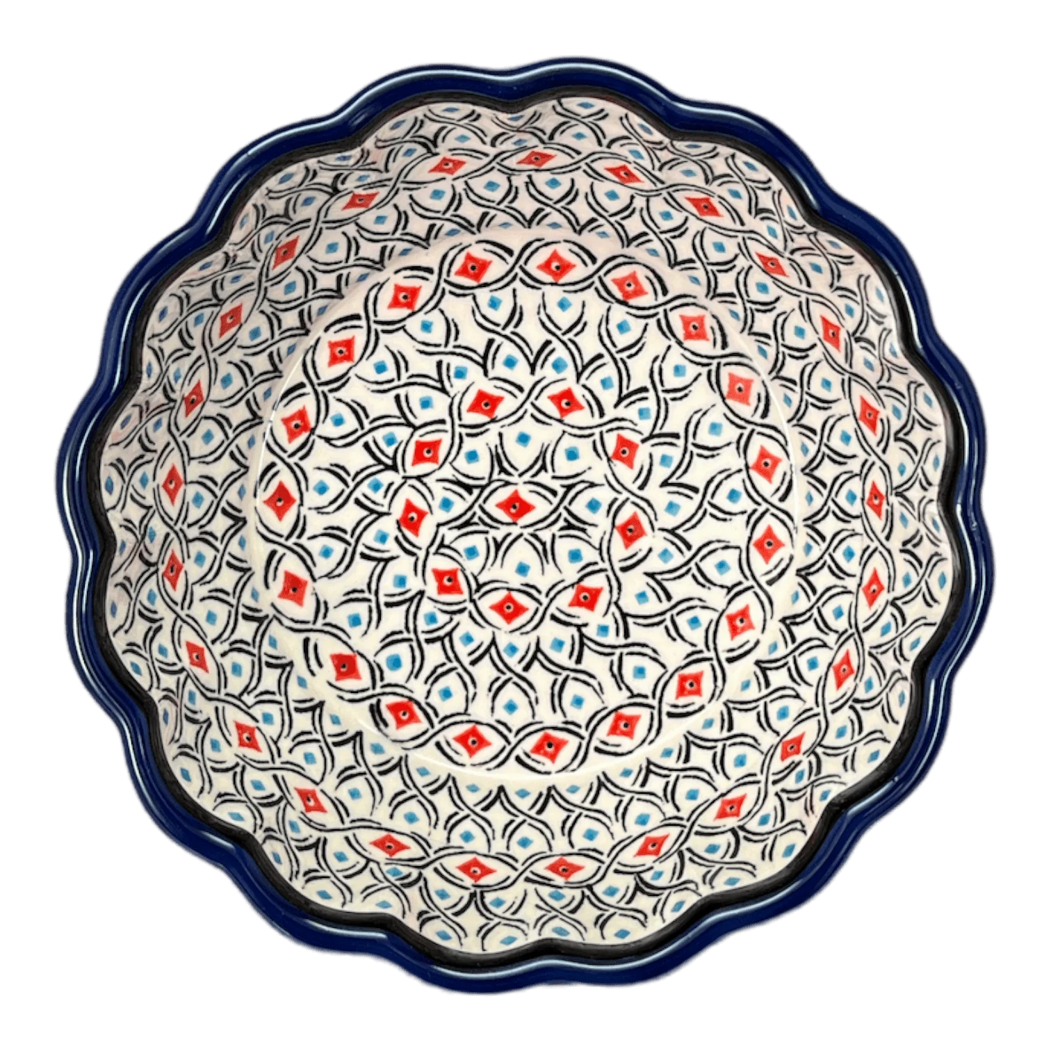 Bowl, Round, Scalloped, 7" in "Beaded Turquoise" by Zaklady | Y1892A-DU203 - Image 2