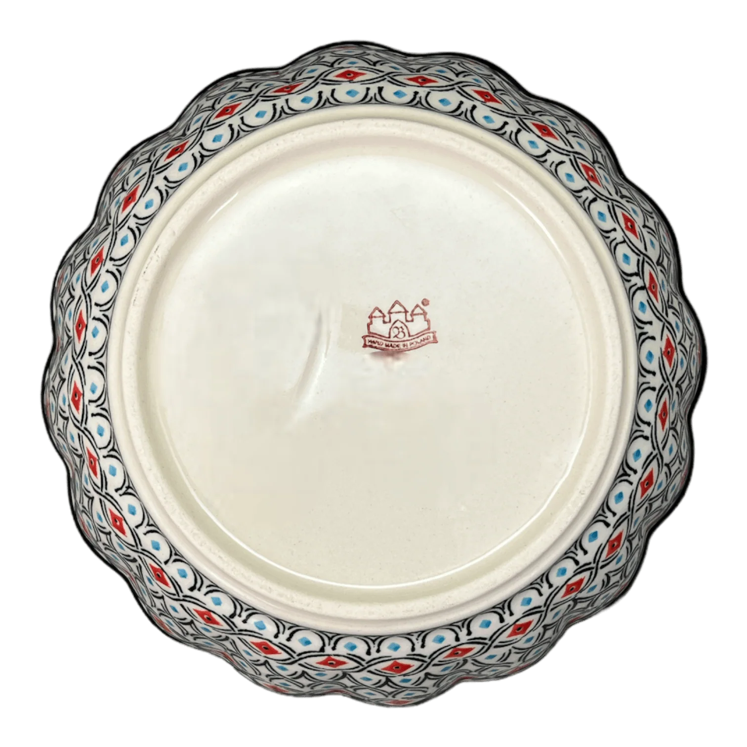 Bowl, Round, Scalloped, 7" in "Beaded Turquoise" by Zaklady | Y1892A-DU203 - Image 3